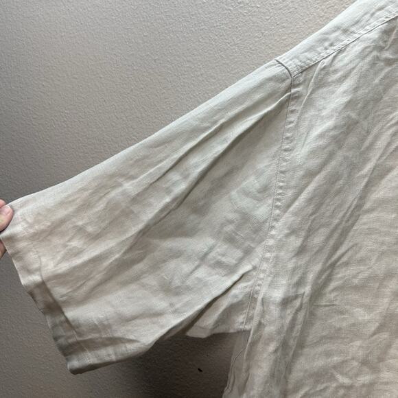 Bruno NY Mens 100% Linen Shirt Sz 4XLT Button Down Tan Minimalist Lightweight - Picture 2 of 4